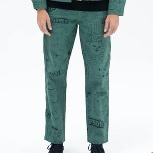 Ripndip Forest Green Scribble Cotton Twill Pants Size 30